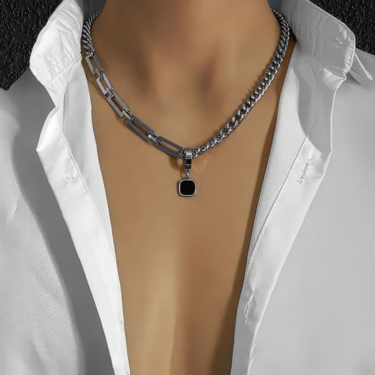Block & Cuban chain necklace