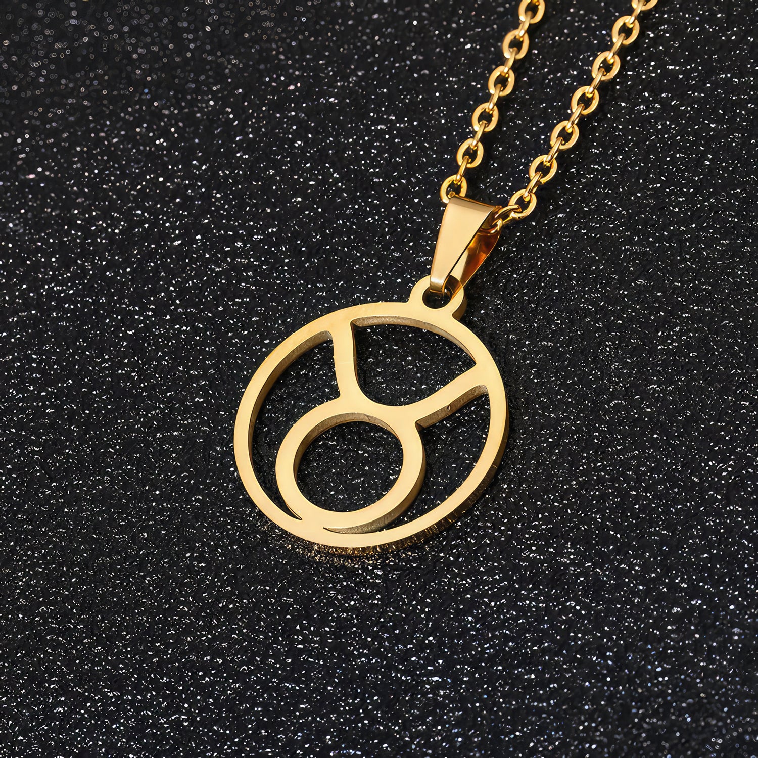 Minimalist Taurus Star Sign Gold Steel Pendant Necklace