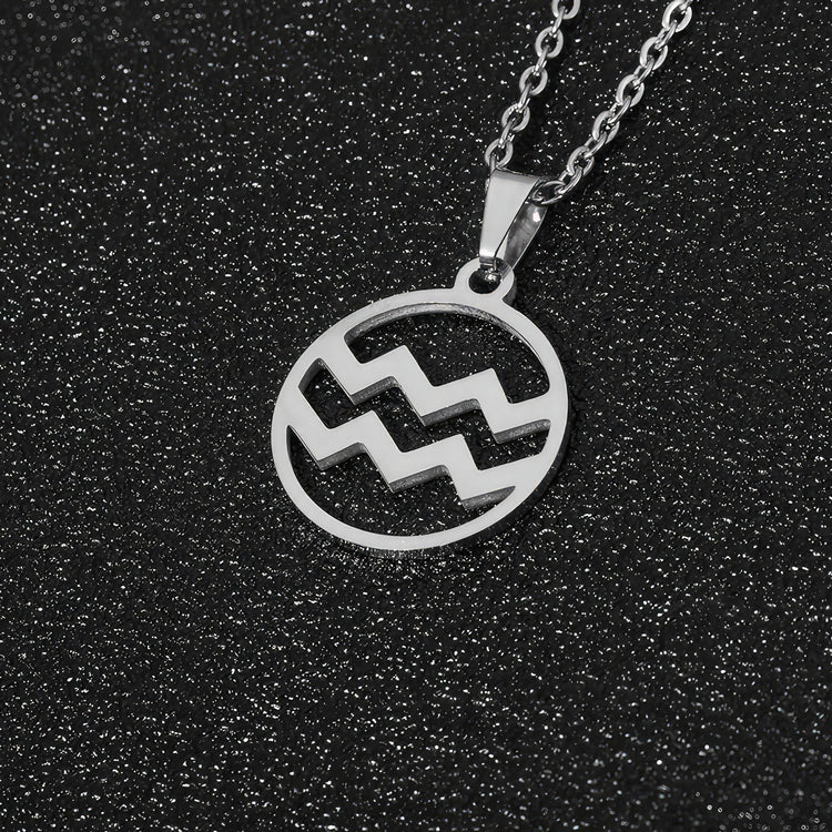 Minimalist Aquarius Zodiac Sign Pendant Necklace