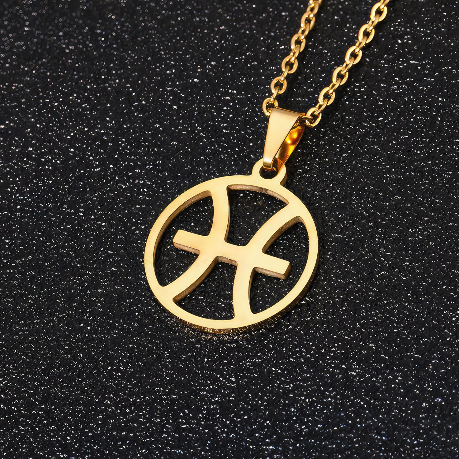 Minimalist Pisces Star Sign Gold Steel Pendant Necklace
