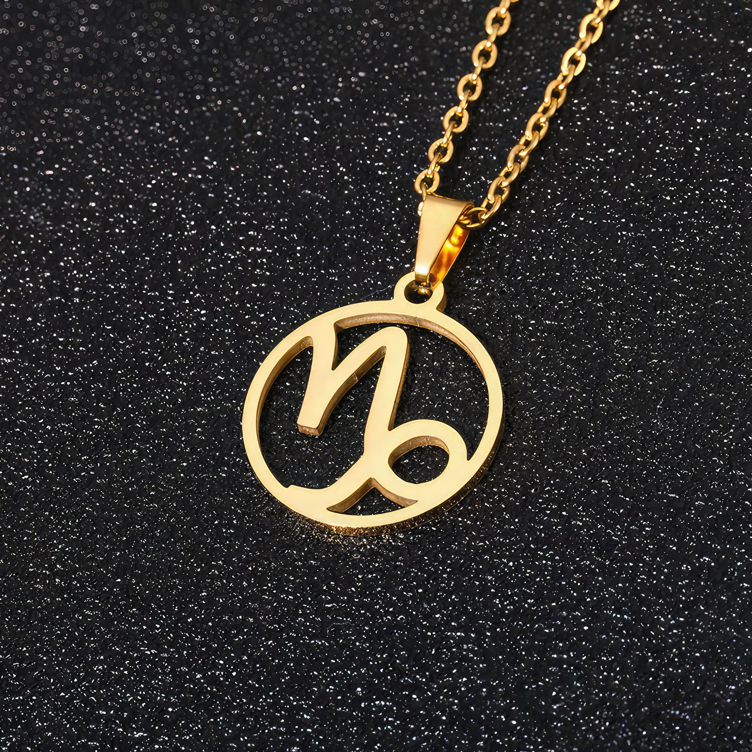 Minimalist Capricorn Star Sign Gold Steel Pendant Necklace