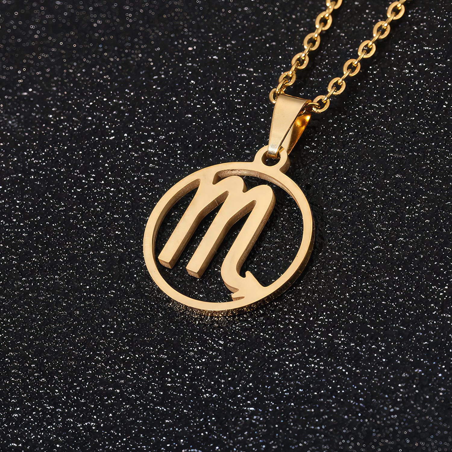 Minimalist Scorpio Star Sign Gold Steel Pendant Necklace