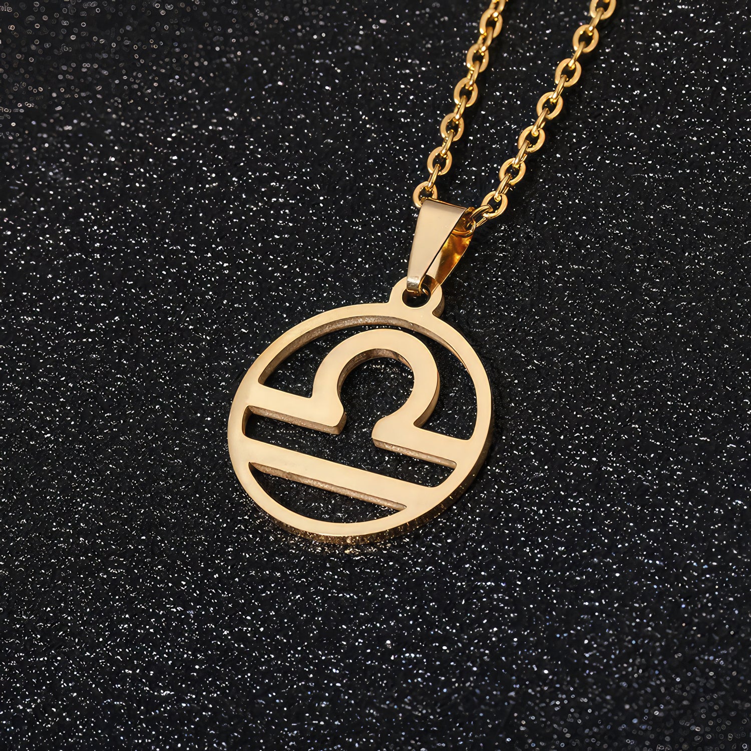 Minimalist Libra Star Sign Gold Steel Pendant Necklace