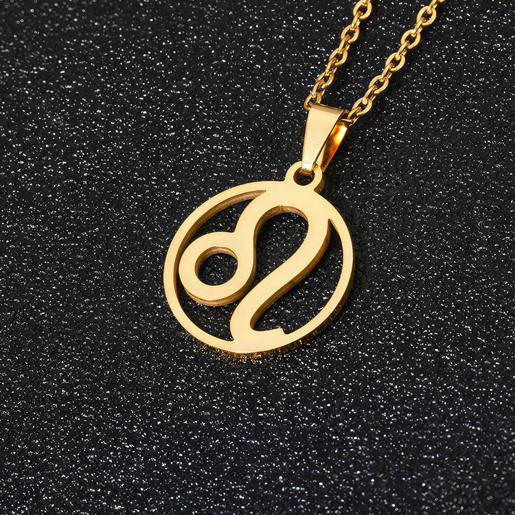 Minimalist Leo Star Sign Gold Steel Pendant Necklace