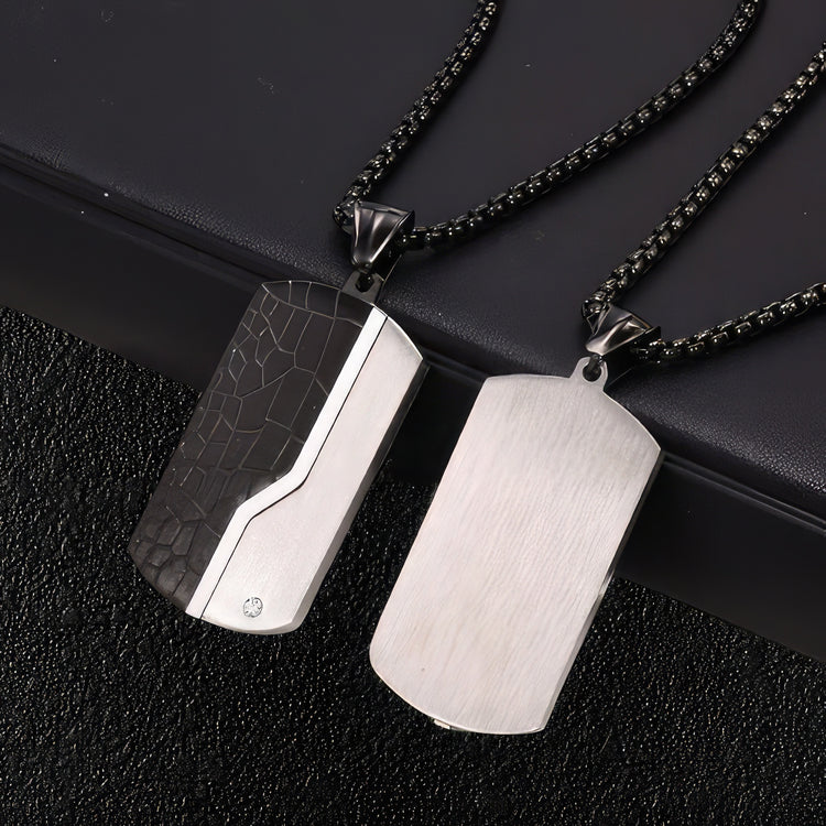 Textured Stainless Steel Dog Tag