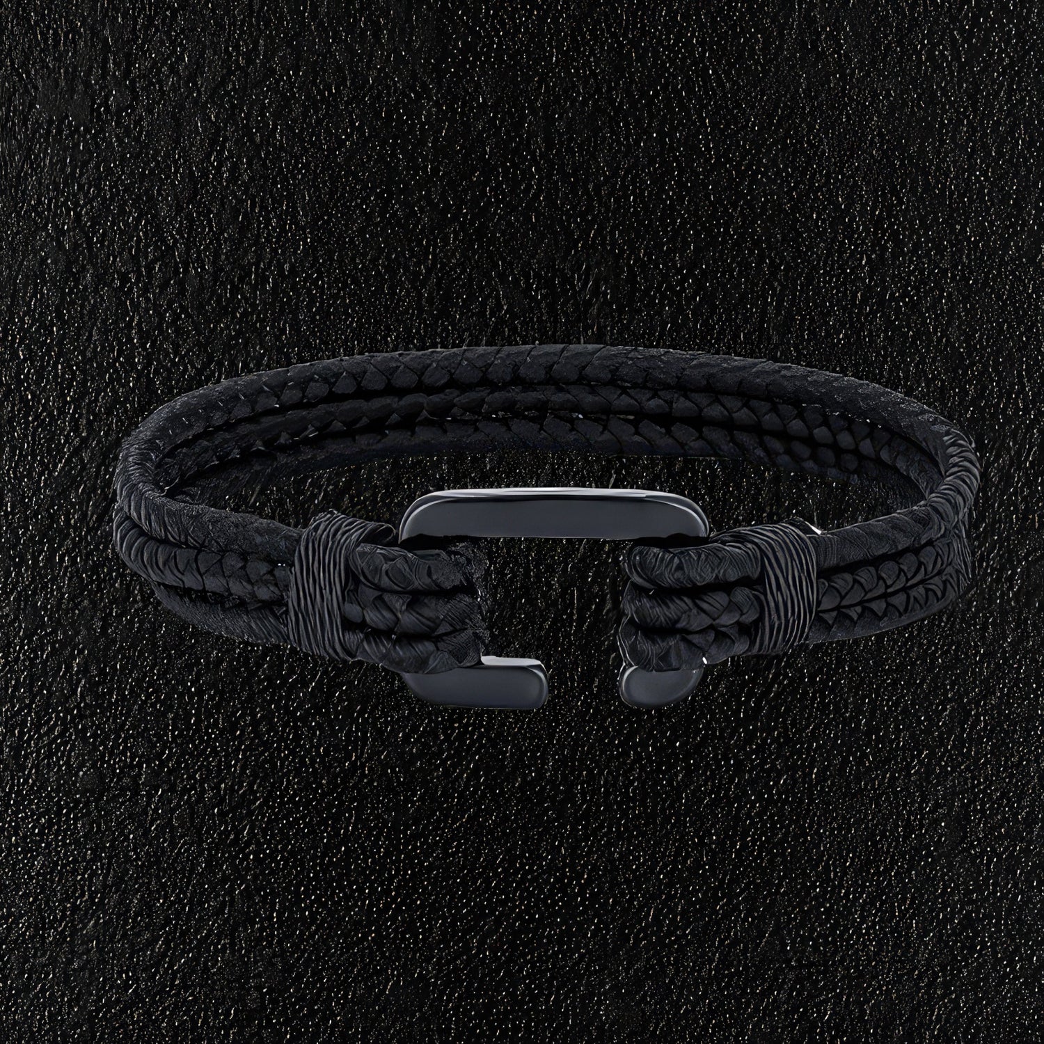 Black Triple Rope Beach Bracelet