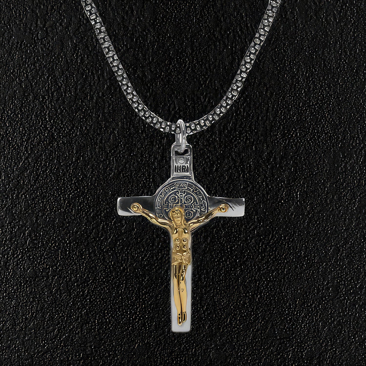 Sterling Silver Catholic Crucifix & Necklace