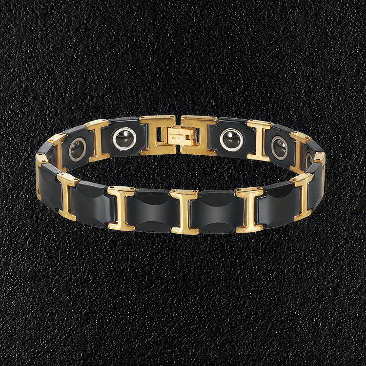 Men's Black & Gold Ceramic Link Bracelet