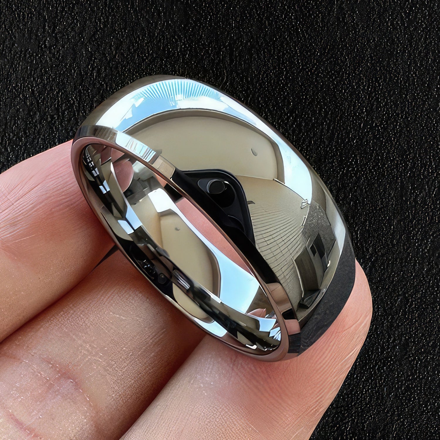 Chamfered Edge Tungsten Wedding Ring
