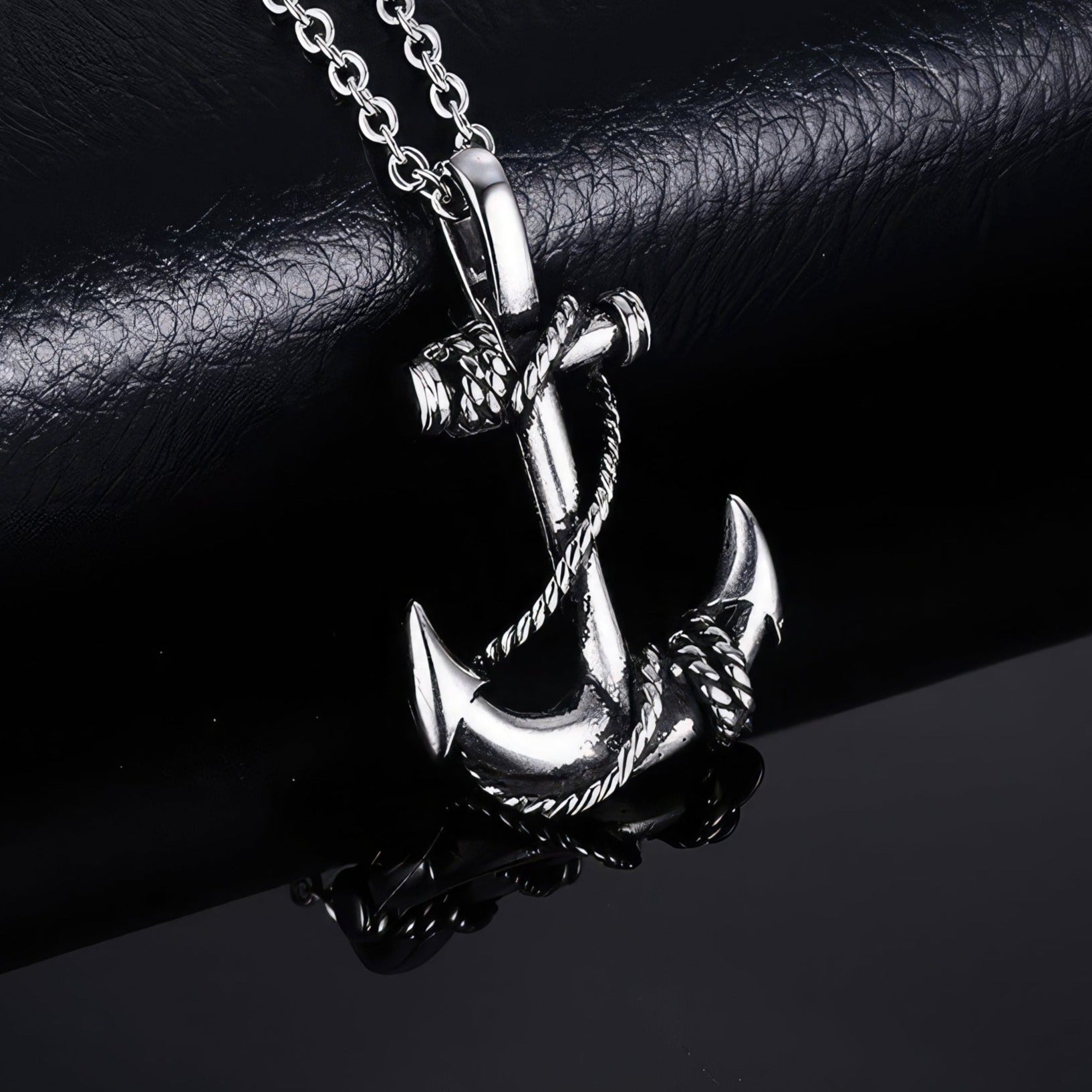 Anchor necklace, anchor pendant on leather, sailor's spedant, fashion nautical necklace