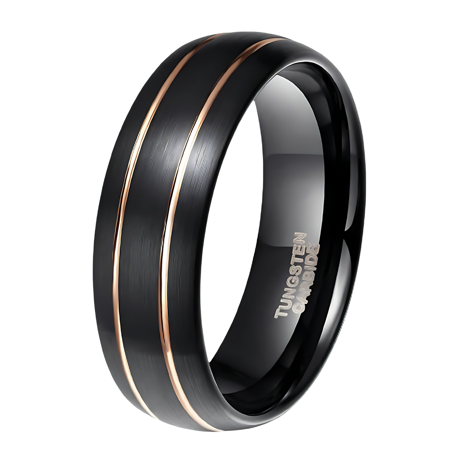 Double Gold Line Tungsten Ring