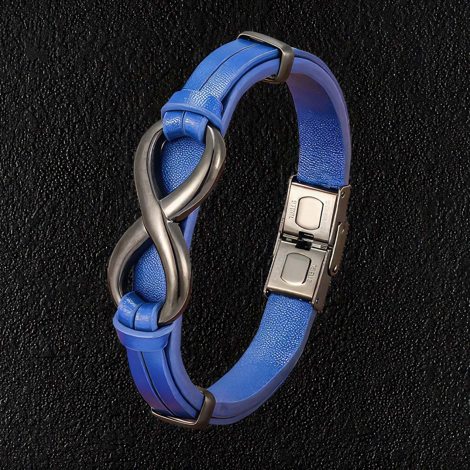 Blue Leather Infinity Bracelet