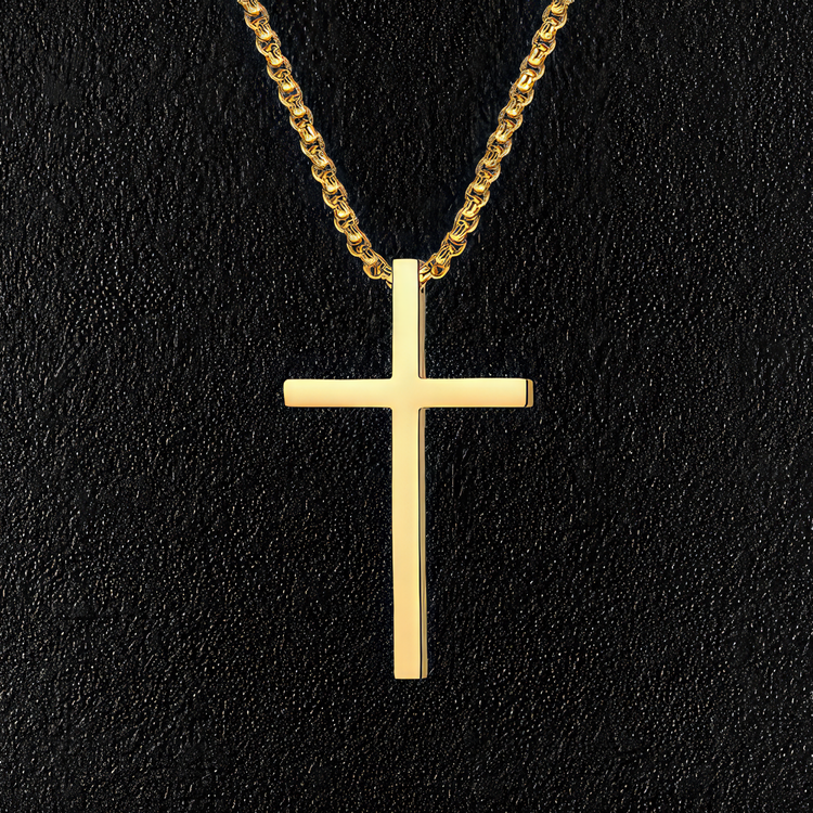 Medium Gold Stainless Steel Minimal Cross Necklace