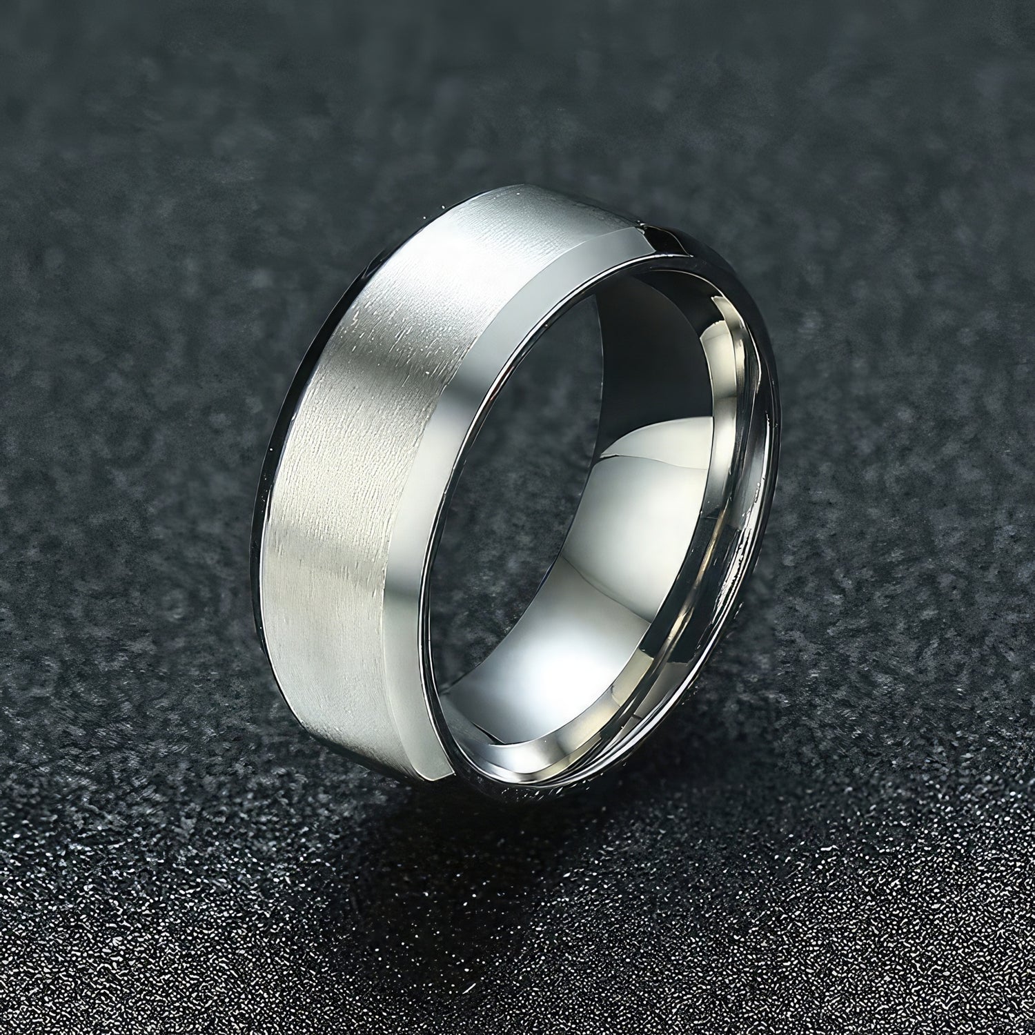 Brushed Stainless Steel Wedding Rings