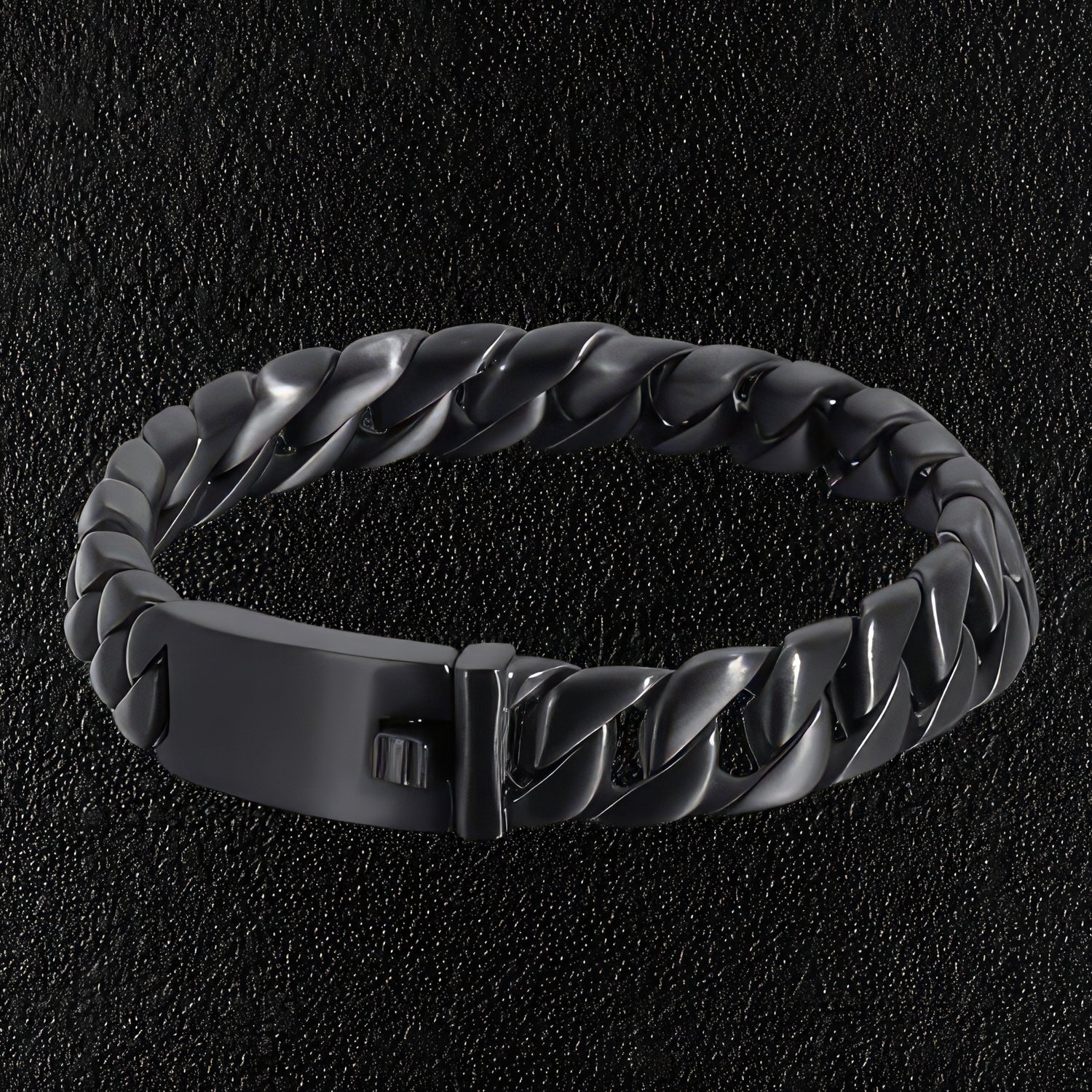 Black Stainless Steel Cuban Curb Link Bracelet For Men