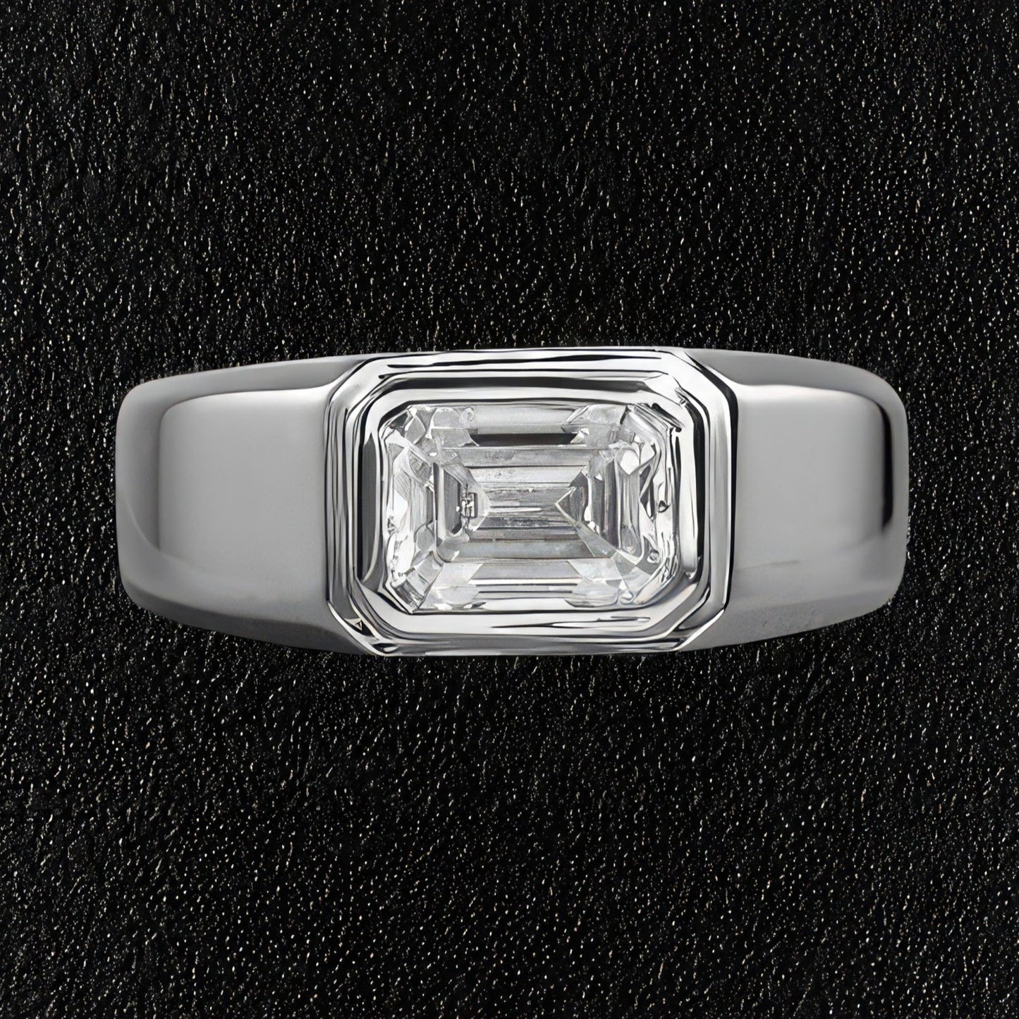 2ct Emerald Cut Moissanite Men's Wedding Band