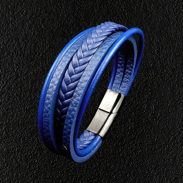 Men's Just Blue Leather Bracelet
