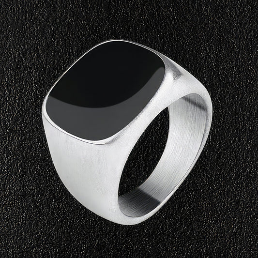 Frosted Silver Finish Signet Ring