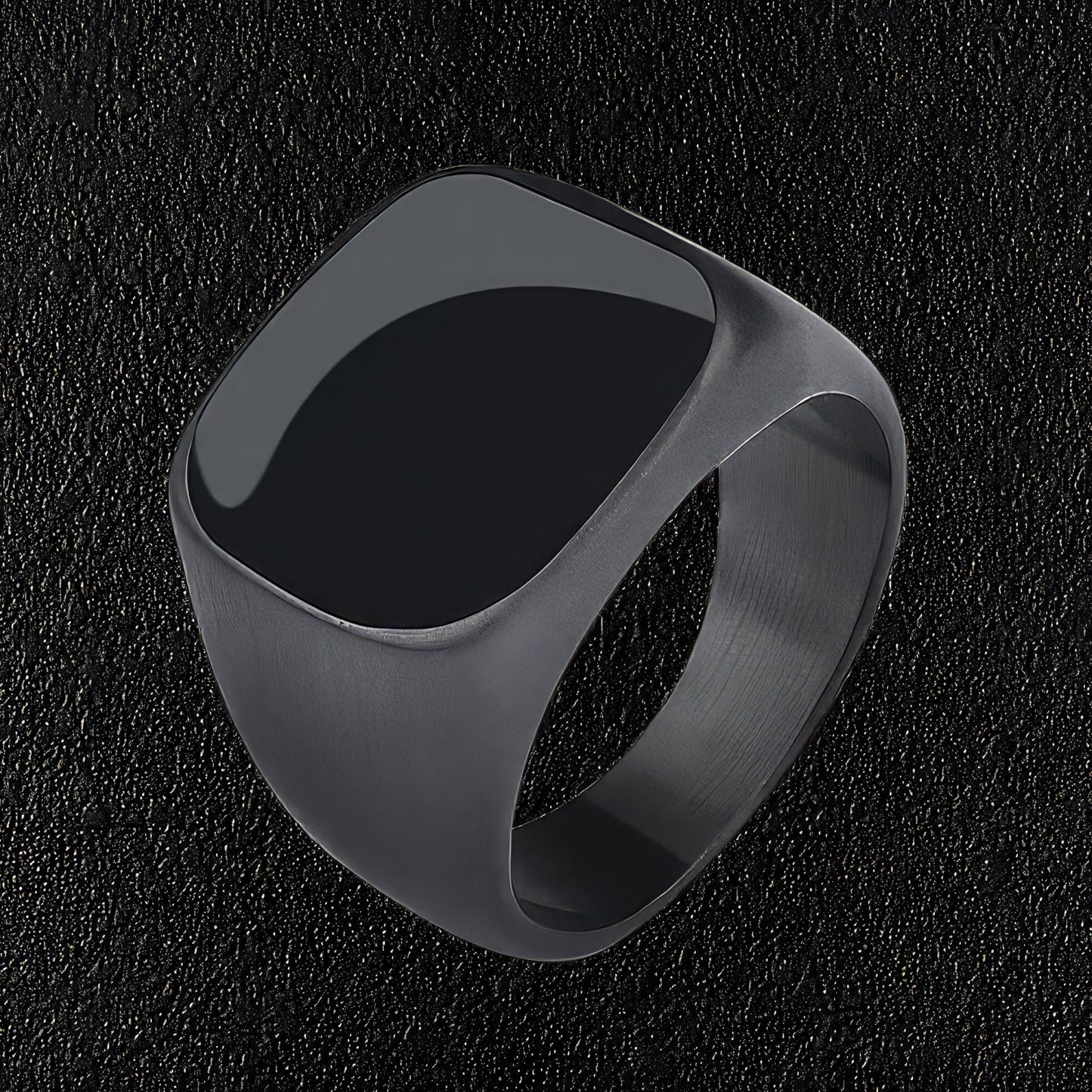 Frosted Black Finish Signet Ring