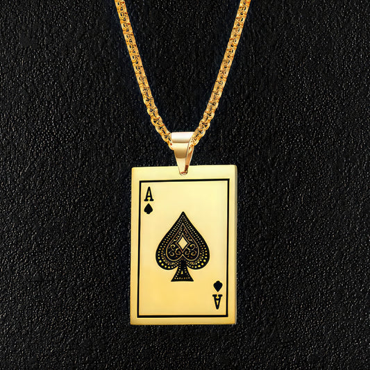 Gold Stainless Steel Ace Of Spades Pendant