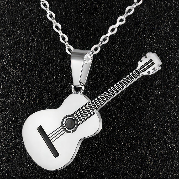 Funky Music Guitar Blue Stainless Steel Pendant Necklace Chain – ZIVOM