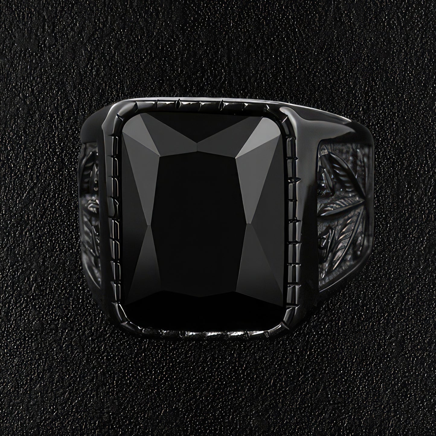 Men's Black Stoned Ring