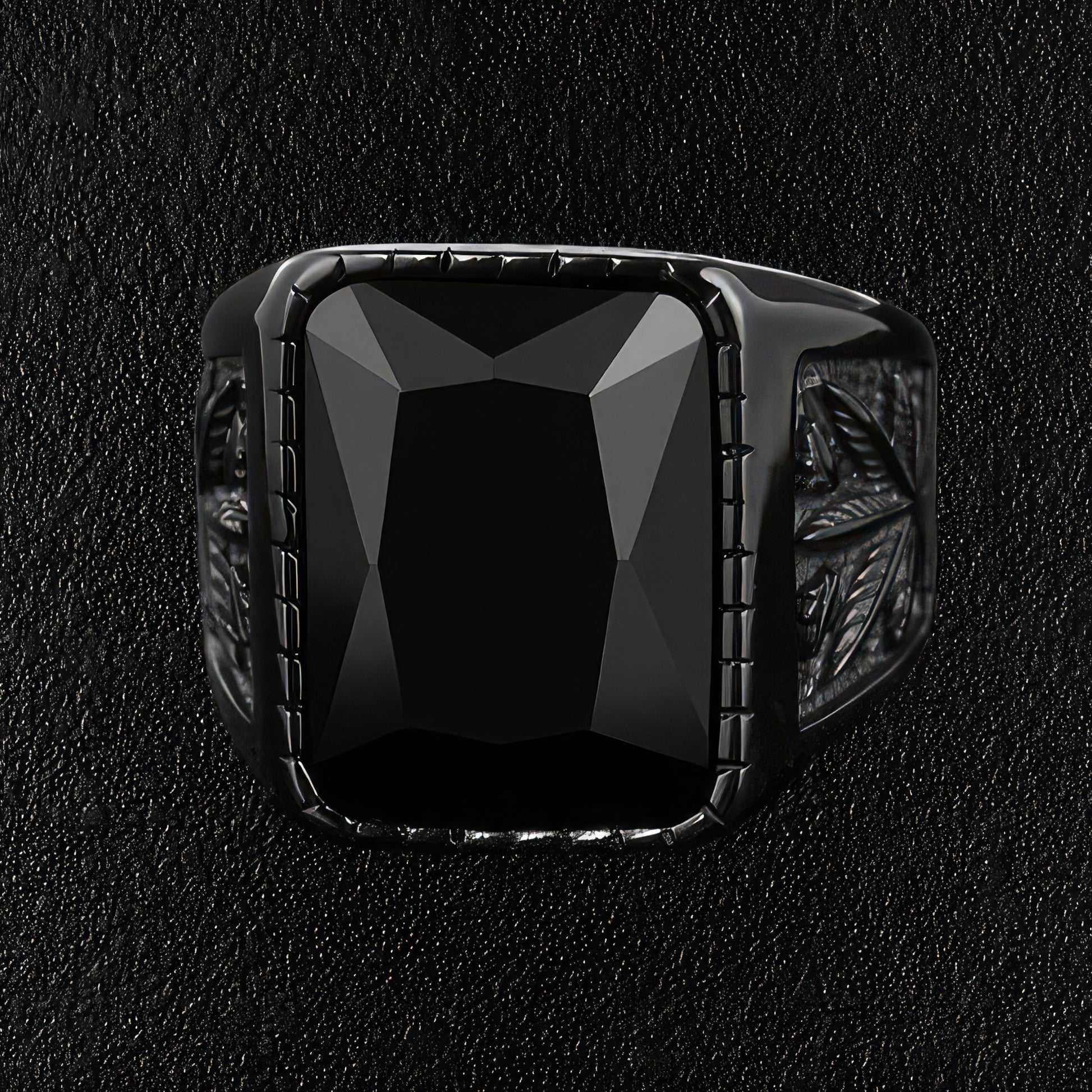 Men's Black Stoned Ring