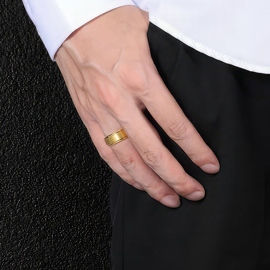 Men's Brushed Gold Tungsten Carbide Ring
