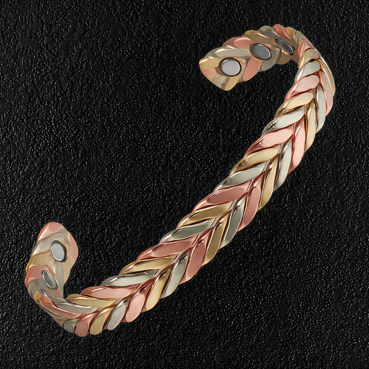 Tri-color Copper Feather Bangle