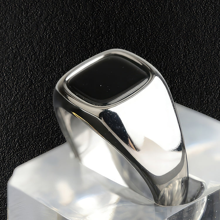 Men's Stainless Steel Black Acrylic Signet Ring