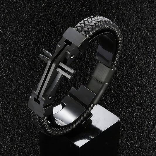 Double Crossing Black Men's Bracelet