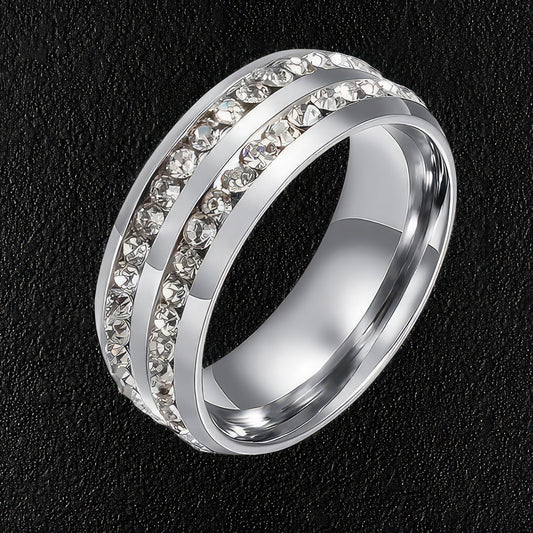 Double Row Bling Ring For Men