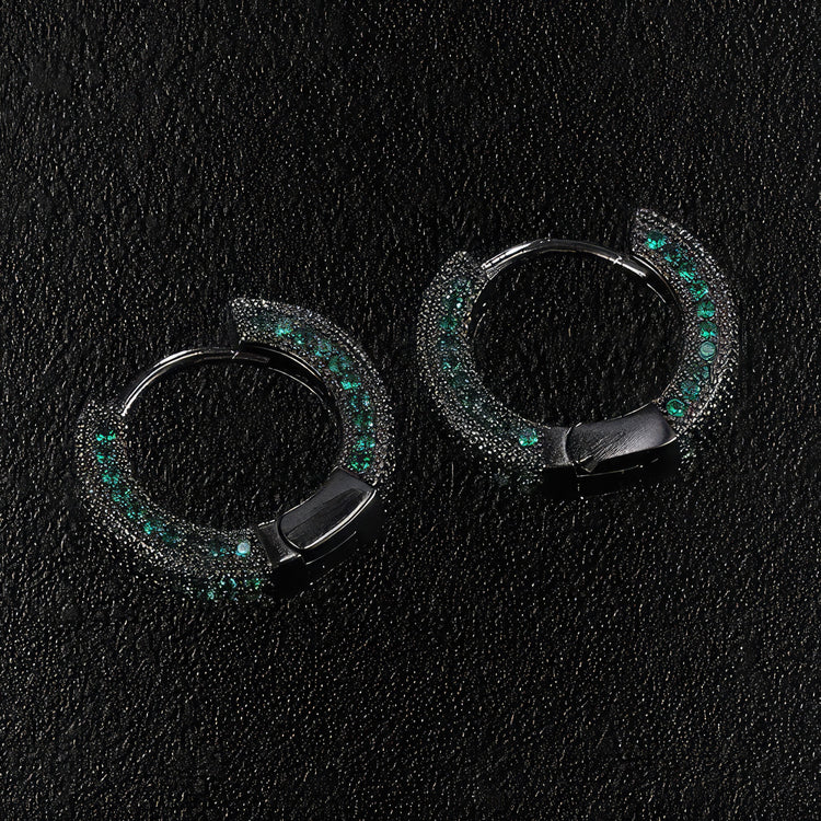 Green cubic zirconia earrings for men