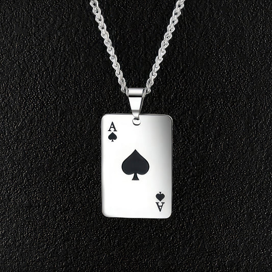 Lucky Poker Ace Of Spades Pendant Necklace