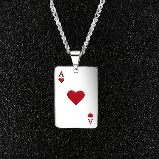 Lucky Poker Ace Of Hearts Pendant Necklace