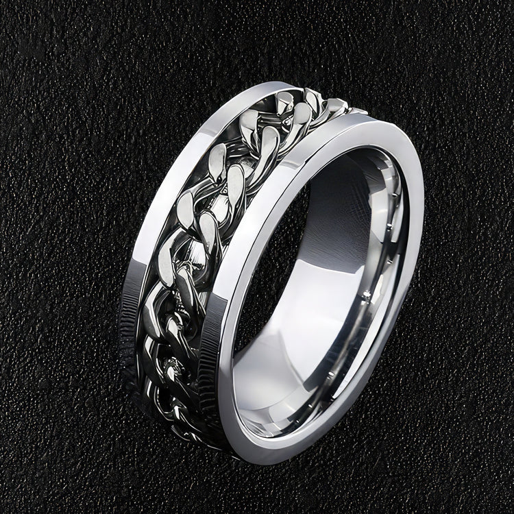 Men Wedding Ring FIDGET Spinner Chain Reliever Stainless Steel Band Jewelry  Gift | eBay