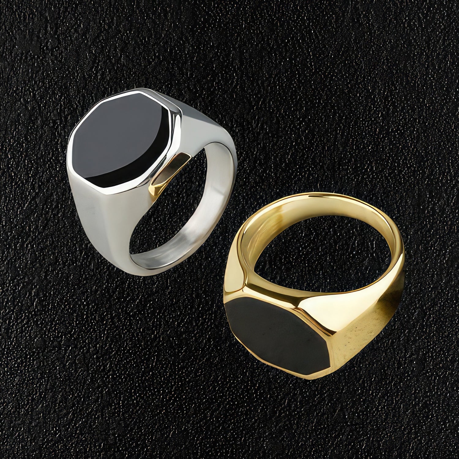 Gold & Silver Octagonal Signet Rings