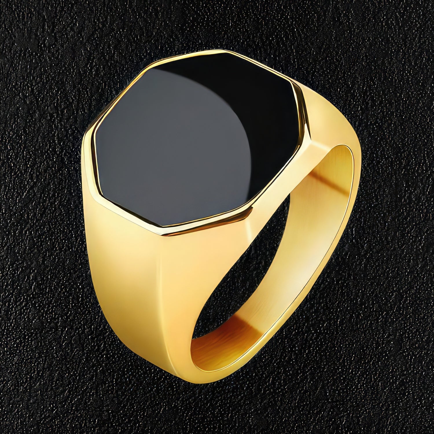 Gold Octagonal Signet Ring