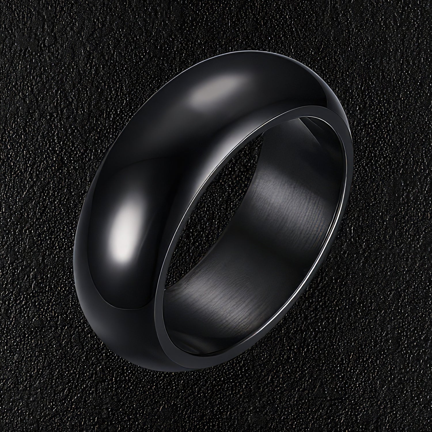 Black Stainless Steel Rounded Ring