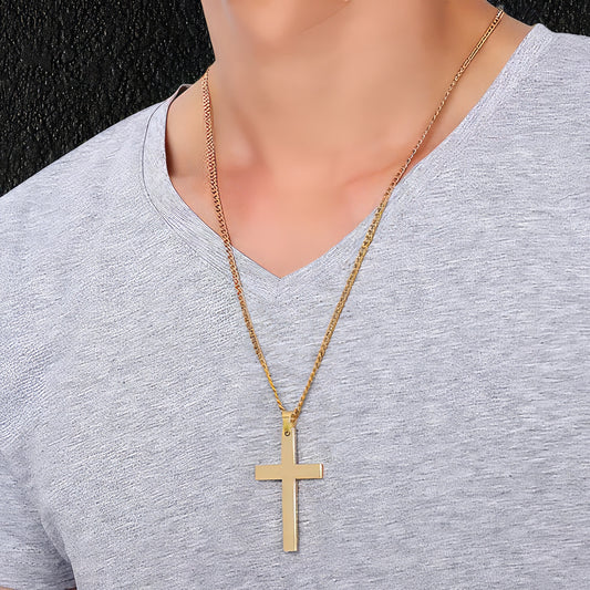 Men's minimalist cross pendant necklace