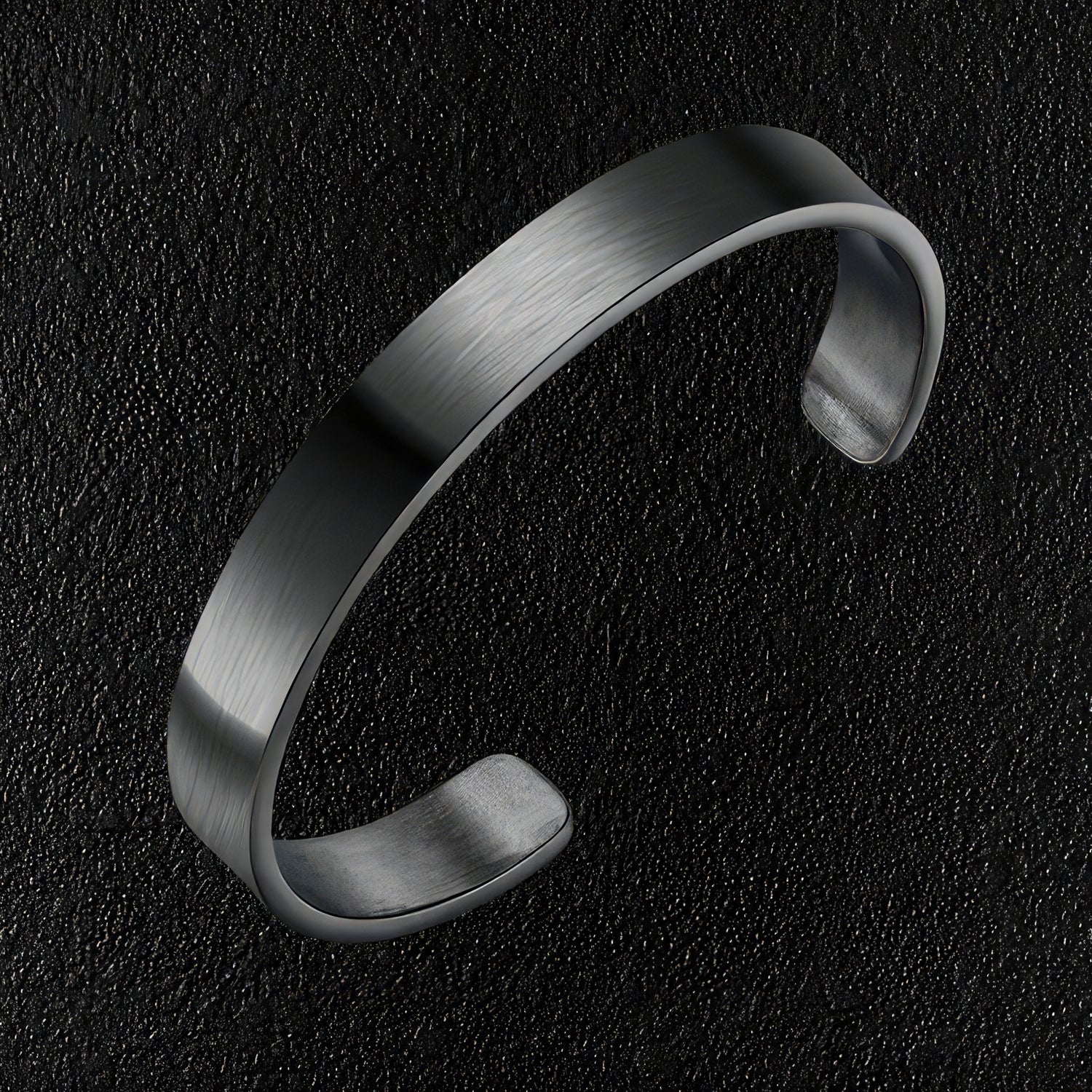 Solid Black Stainless Steel Bangle