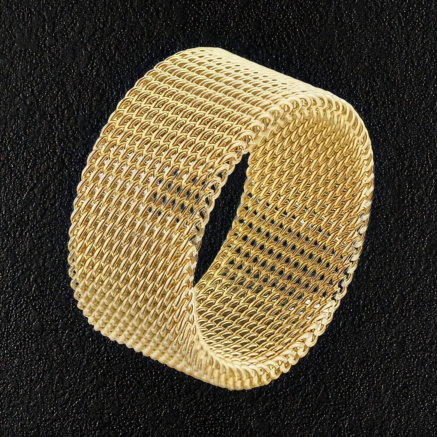 Men's Gold Steel Mesh Ring