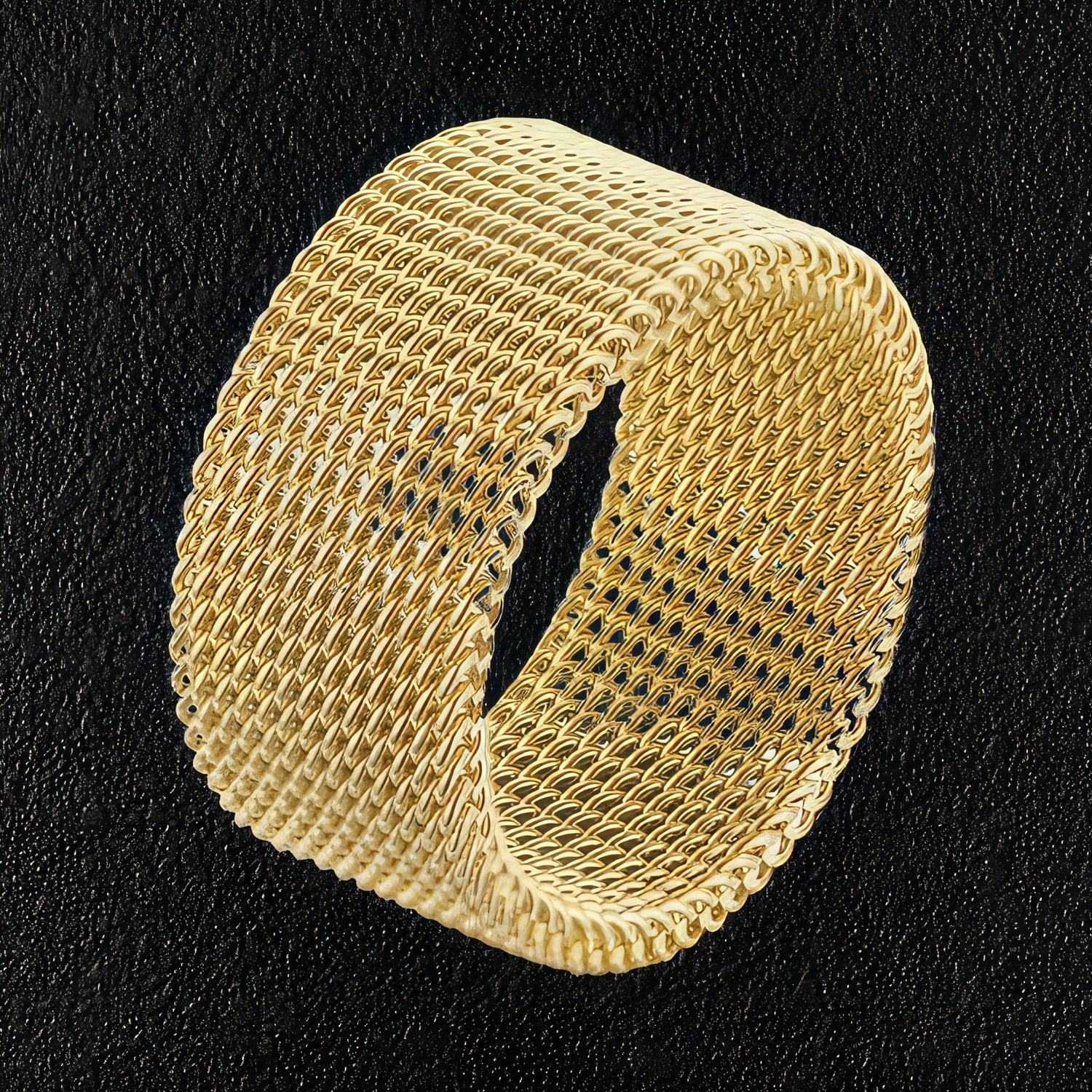 Men's Gold Steel Mesh Ring