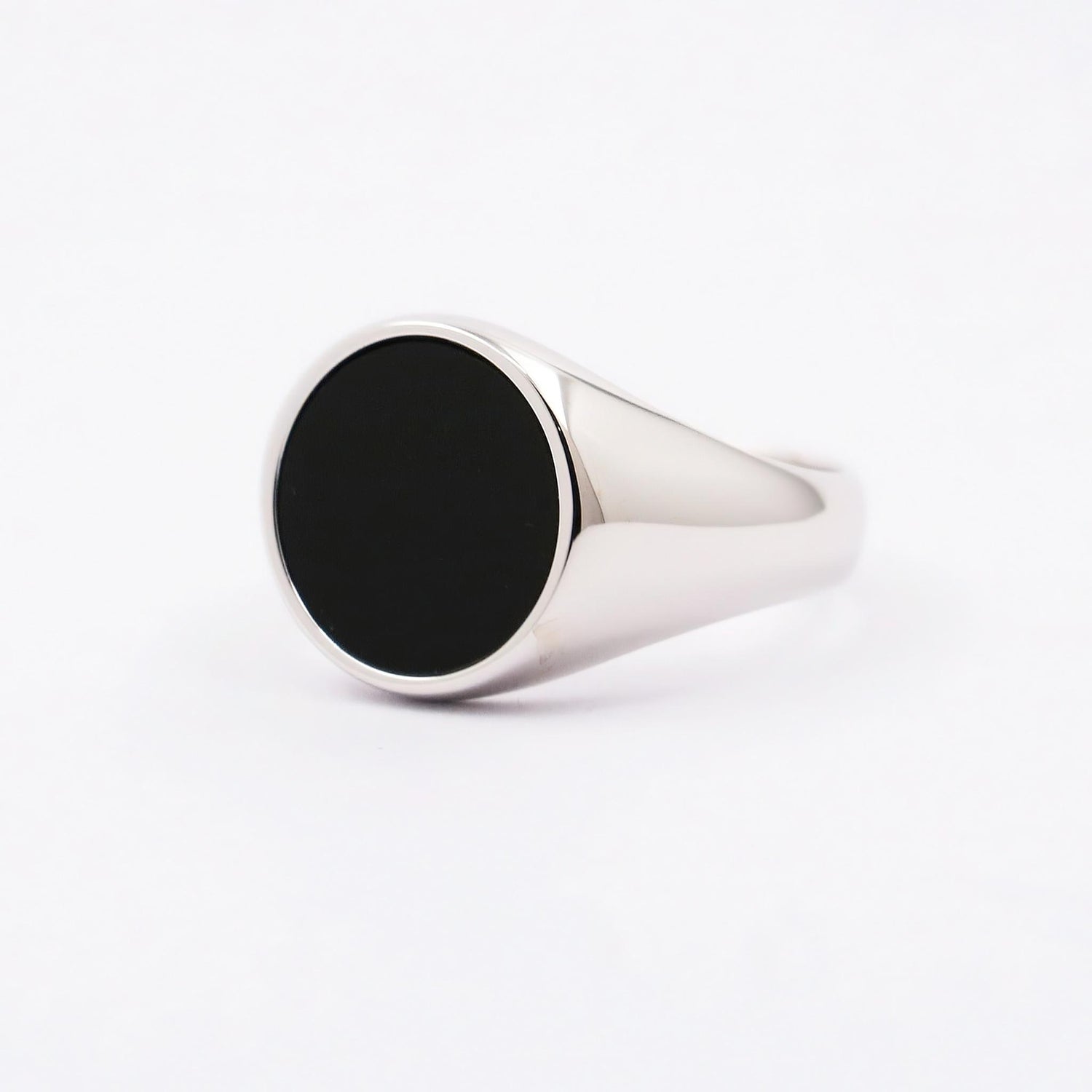 Sterling Silver Round Onyx Ring