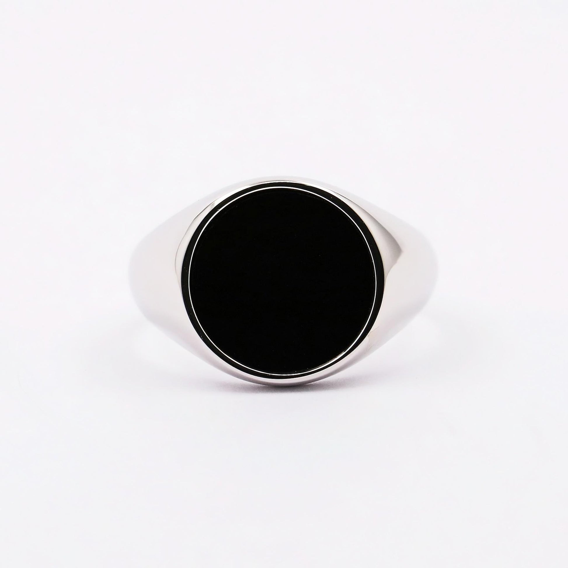 Sterling Silver Round Onyx Ring