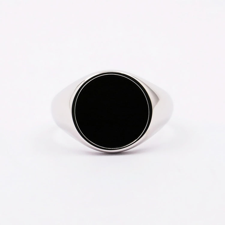 Sterling Silver Round Onyx Ring