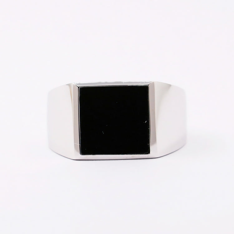 Sterling Silver Square Onyx Ring