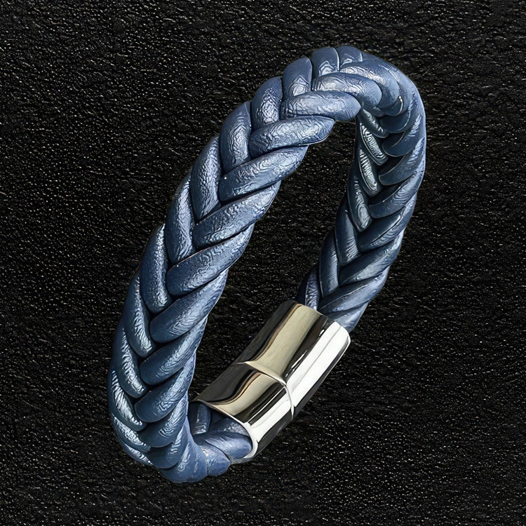 Man's Thick Braided Leather Bracelet