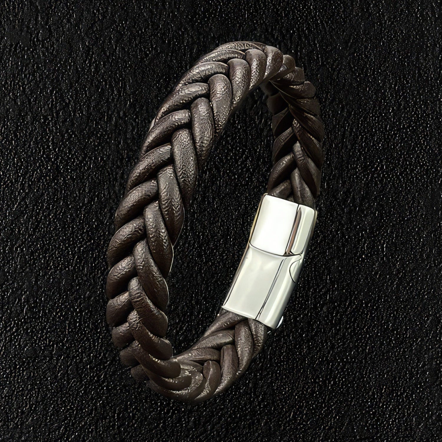 Thick Braided Leather Bracelet