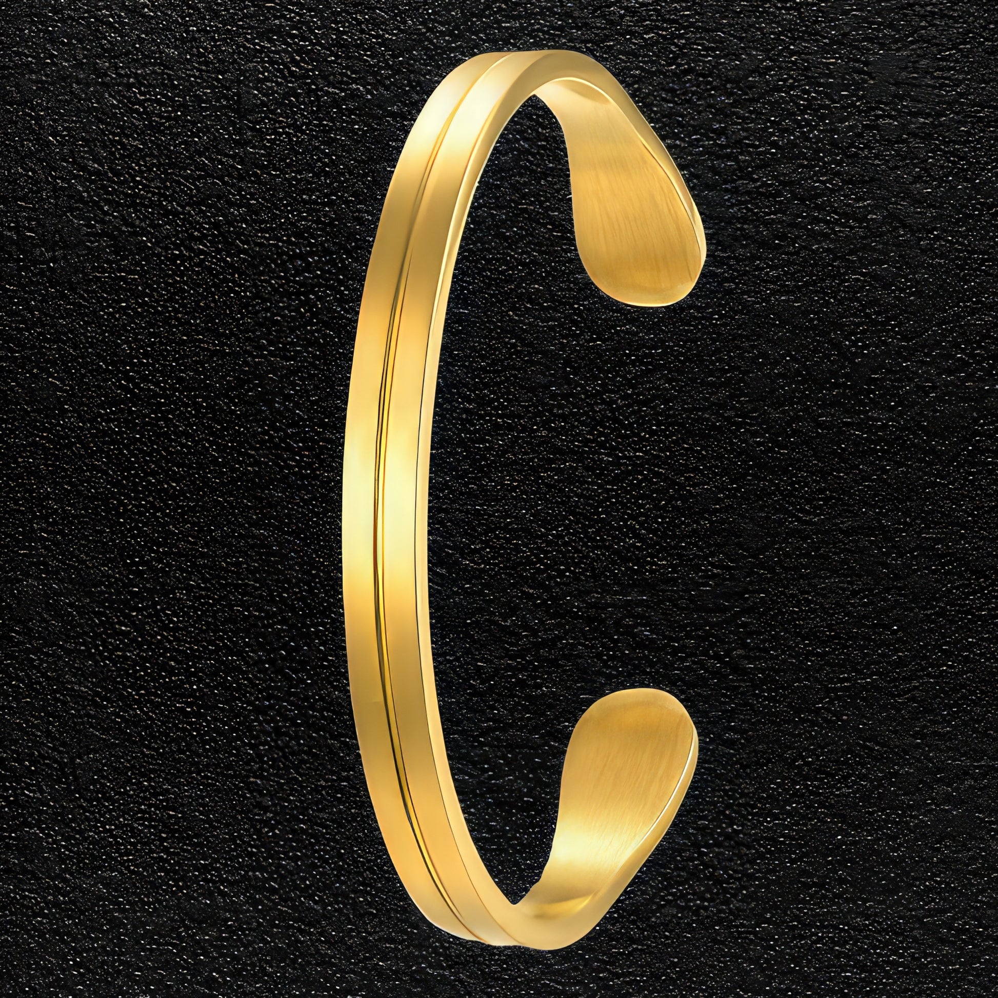 Thin Line Gold Steel Bangle